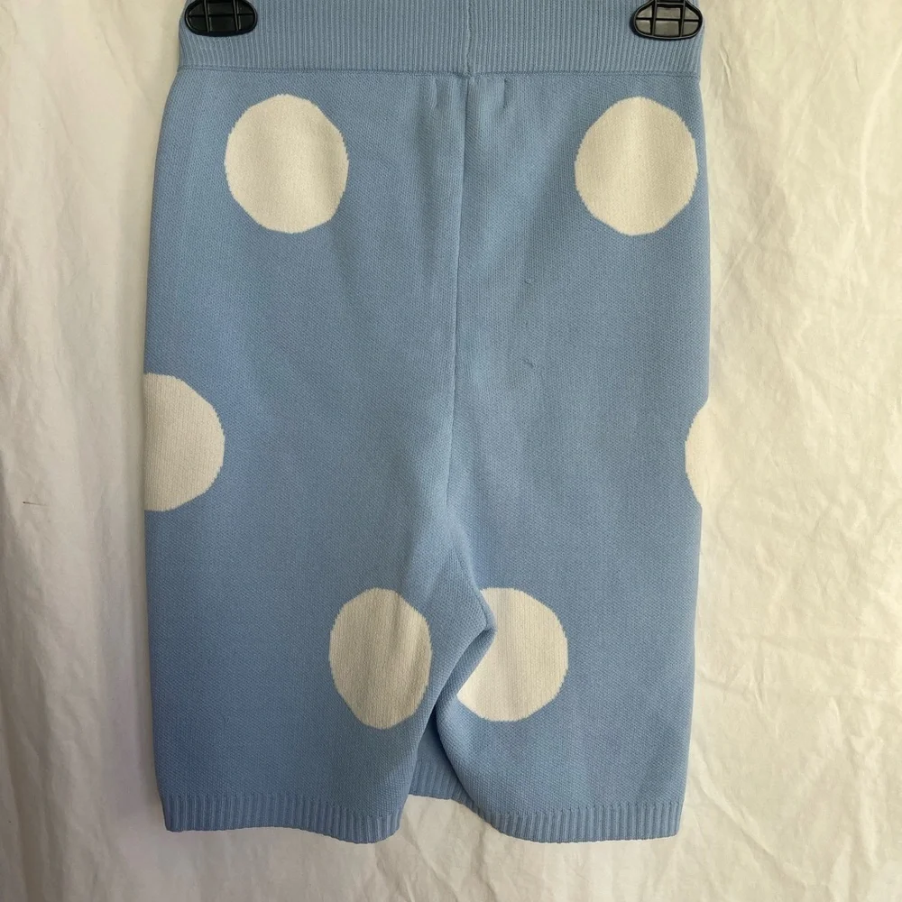 Year of Ours Fairfax Crop Top Skirt Set Blue Polka Dot Retro Preppy Mod Size XS
